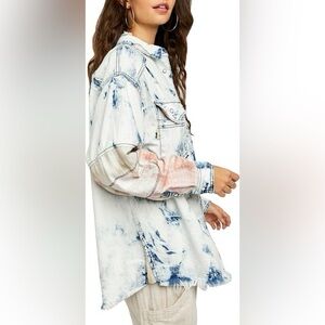 Free people we the free Tie-Dye Denim Shirt